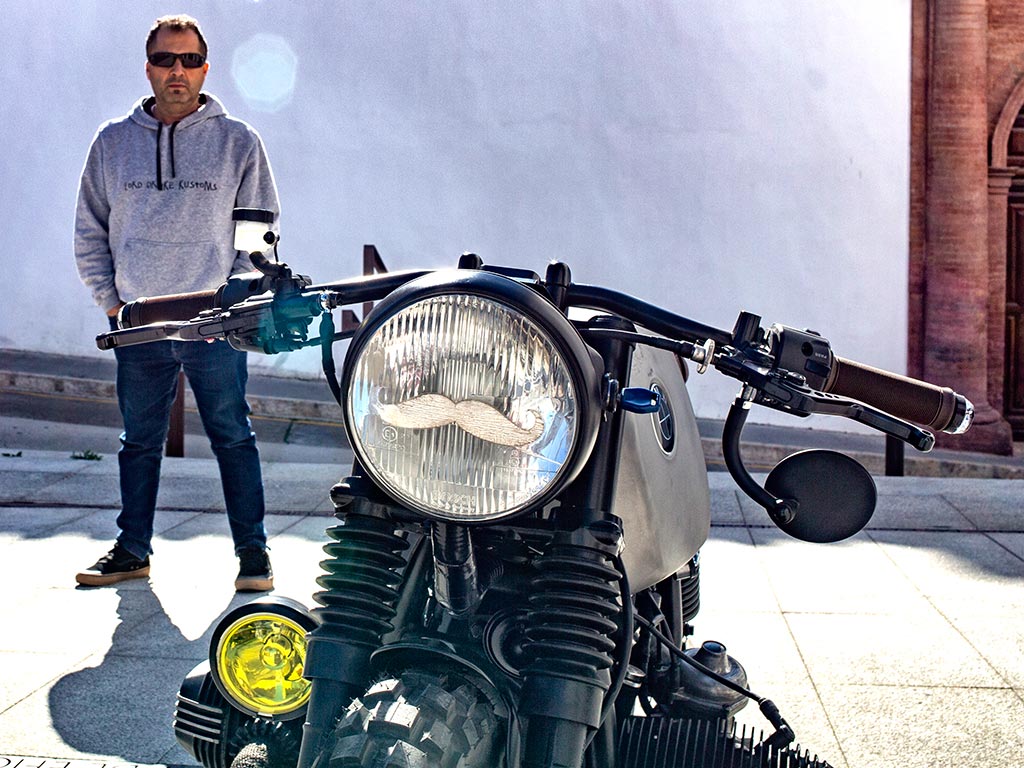 Fran Manen with BMW R100 DM Cafe Racer